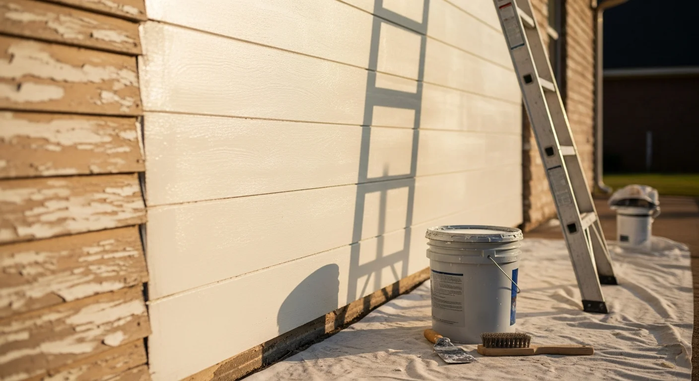 A freshly painted single-family home exterior in DeSoto County, Mississippi, showing clean siding and trim with no peeling or fading. Stilows Construction exterior painting work completed in the Hernando and Southaven service area.